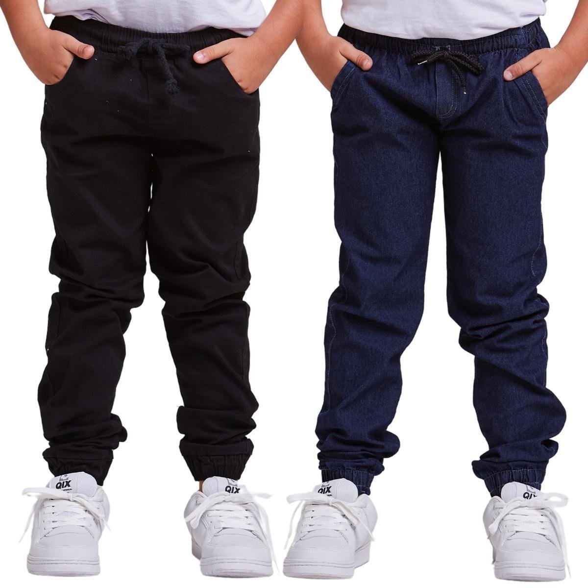 KIT 2 Calça Jogger Infantil Jeans/Sarja Menino