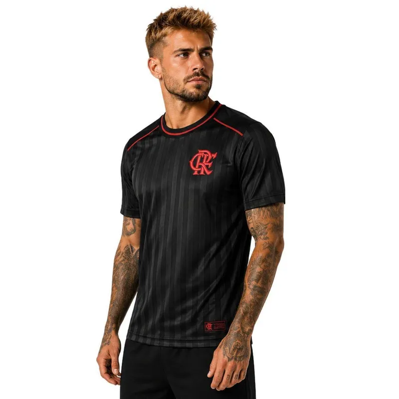 Camiseta Flamengo Masculina TPU Black Dry Licenciada Futebol Premium