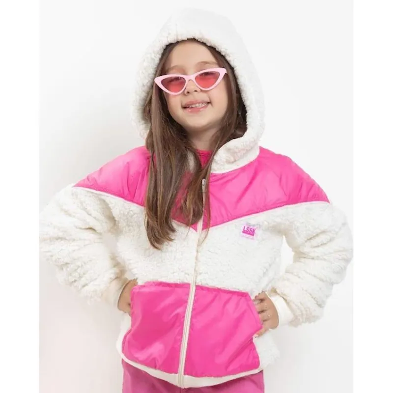 Casaco / Jaqueta Infantil Menina Forrada Inverno Capuz K018