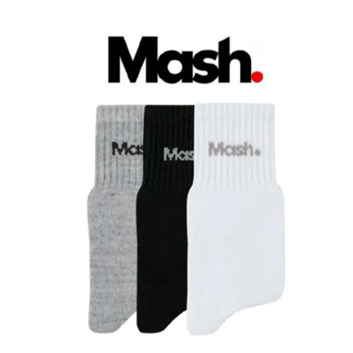 Kit 3 Pares Meias Mash Masculina 20205 Cano Medio Algodão