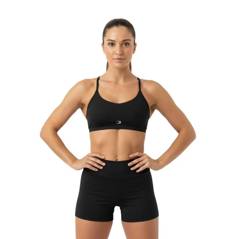 Conjunto Shorts Curto + Top Meia Lua Poliamida Summer Pro Preto