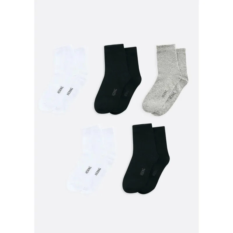 Kit 5 Pares De Meias Unissex Cano Médio - Preto M