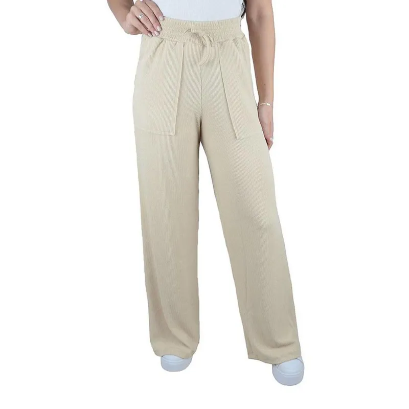 Calça Feminina LZT Wide Leg Canelada Bege Cappucino - 2410