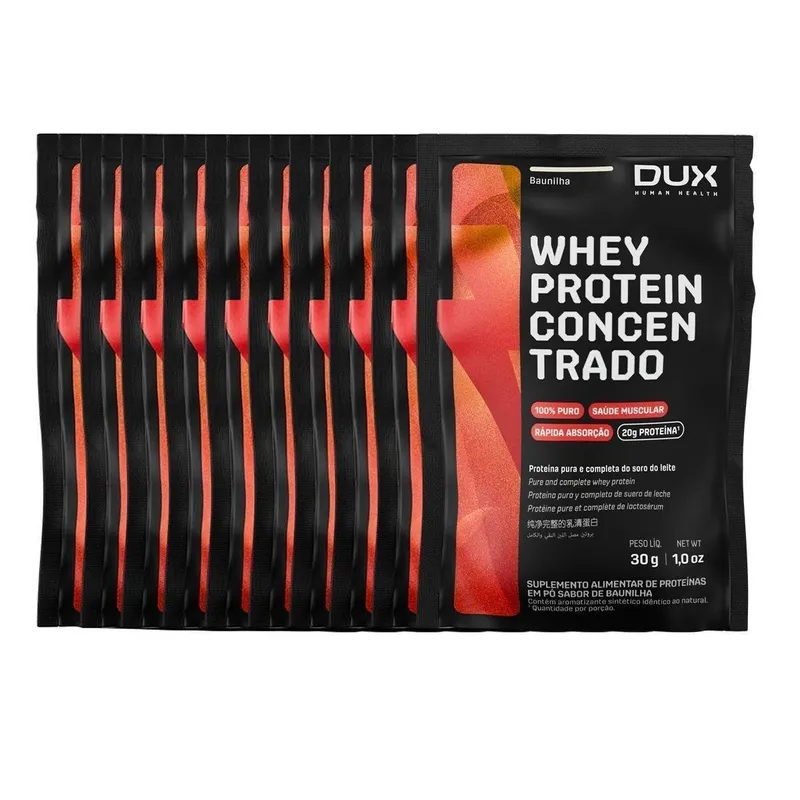 Whey Protein Concentrado - 10 Sachês 30g Baunilha - Dux Nutrition