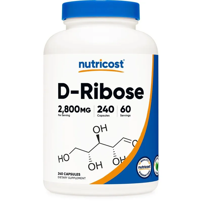 Suplemento Nutricost D-Ribose 700 mg (2800 mg/porção), 240 cápsulas