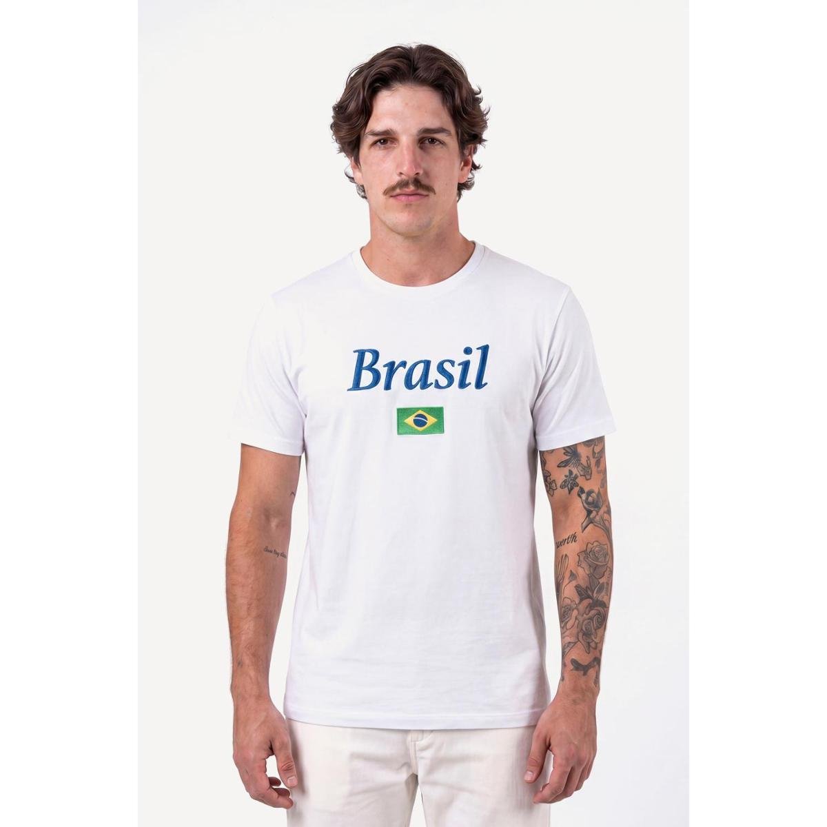 Camiseta Estampada Aleatory Brasuca Branca
