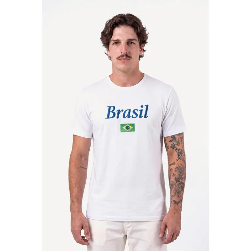 Camiseta Estampada Aleatory Brasuca Branca