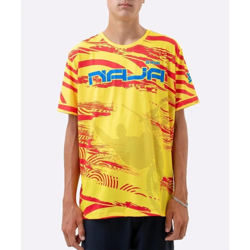 Camiseta Masculina HUPI Bike Naja V10 Amarelo e Vermelho