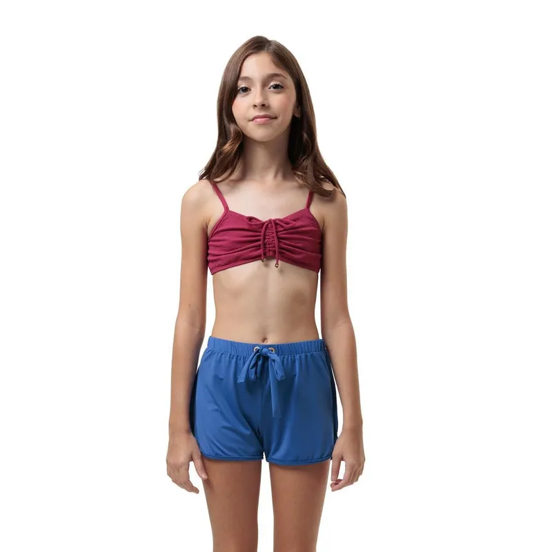 Movimento Short Infantil Bela Azul Turquesa