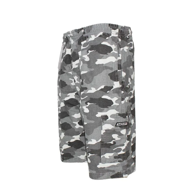 Kit 2 Bermudas Calção Sarja Brim Camuflada Masculino Militar Cargo 5 Bolsos Elástico Cordão
