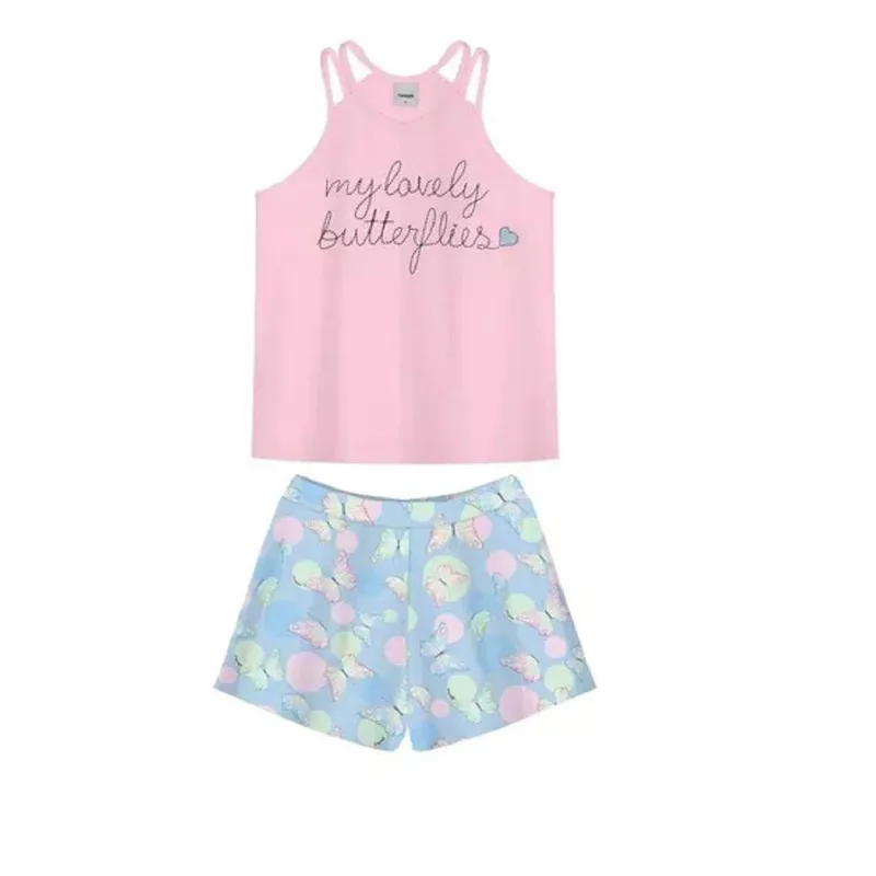 Conjunto Infantil Meninas Blusa shorts Encanto De Borboletas