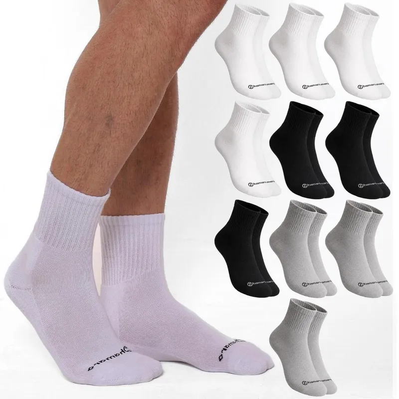 Kit 10 Pares Meias Zhamaro Cano Médio Algodão Atoalhada Masculina Feminina Confortável Grossa