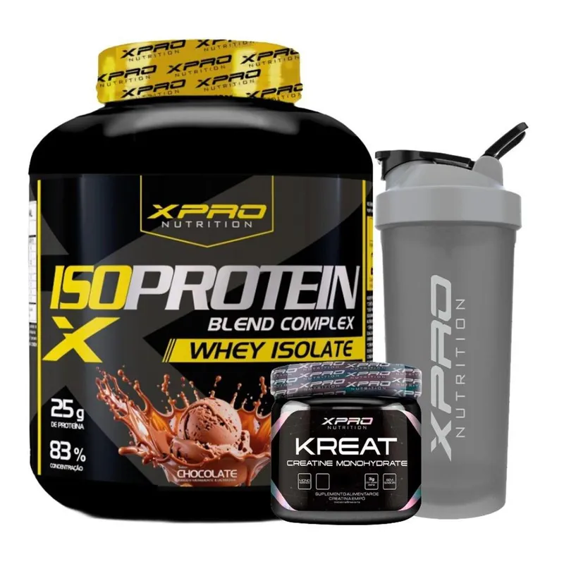 Kit Whey Iso Protein Blend Complex 2Kg + Creatina XPRO 300g + Coqueteleira - XPRO