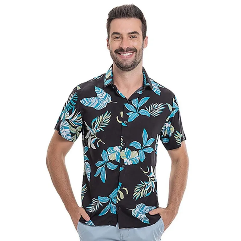 Camisa Manga Curta Slim Fit Folhagem - Remo Fenut