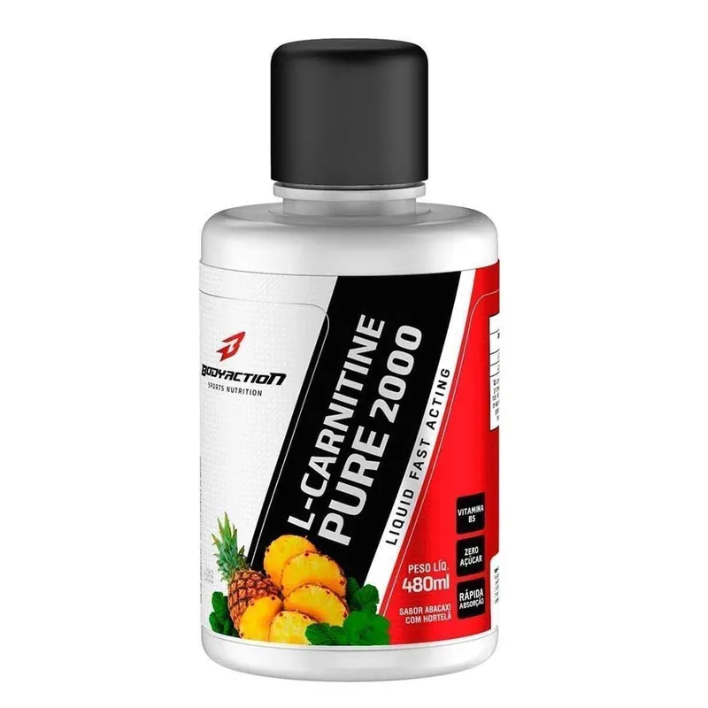 L-Carnitine Pure 2000 Liquid - 480ml Abacaxi com Hortelã - BodyAction