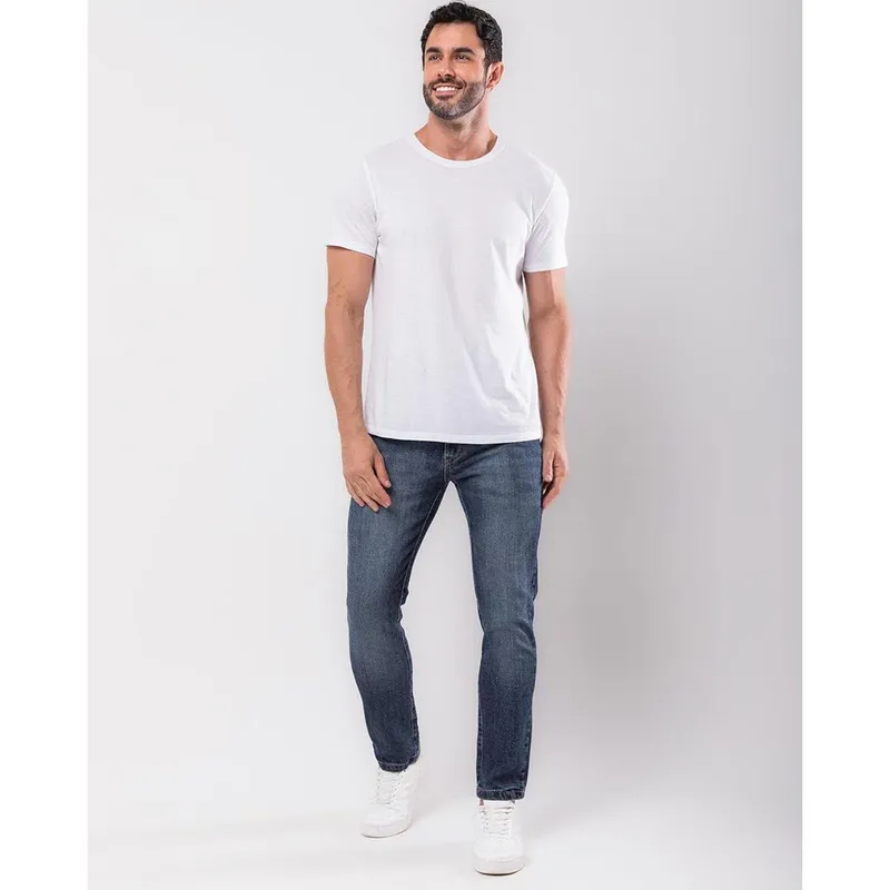 CALÇA JEANS SLIM FIT MASCULINA COM JOGO DE COSTURA 23807