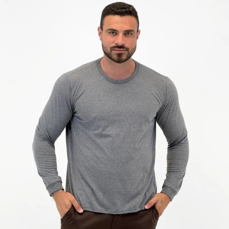 Camiseta Malwee Básica Manga Longa Gola Redonda Masculina