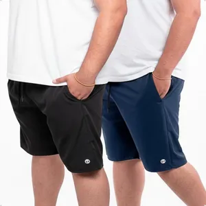 Kit 2 Bermuda Masculina Short Plus Size Tactel Premium com Elastano - Preto+Azul - G1
