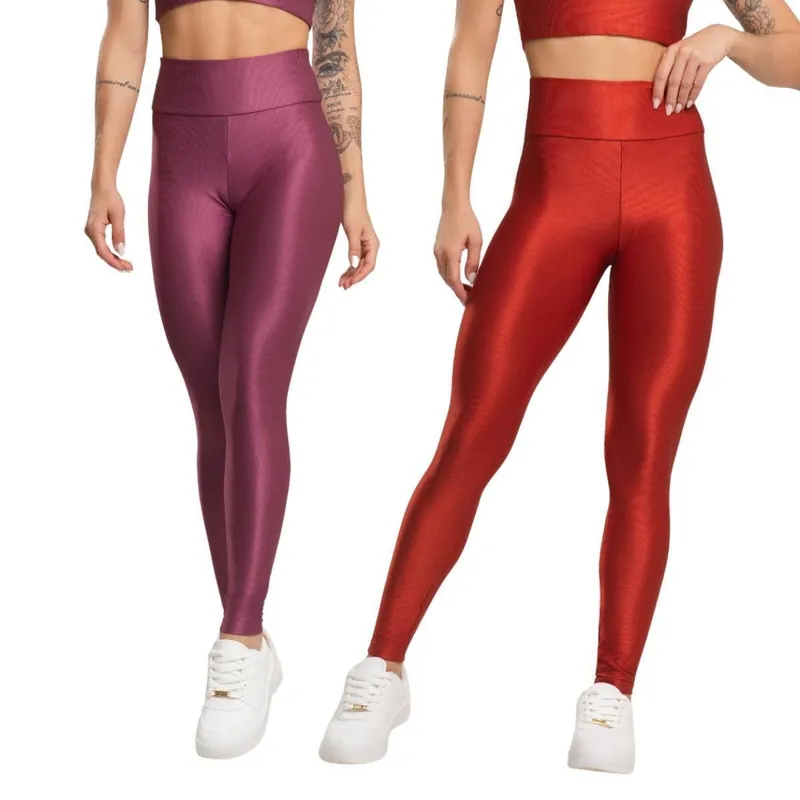 KIT 2 Calça Legging Fitness Esmeralda Vekyo Roupa Para Academia Treino Moda Feminina Musculação