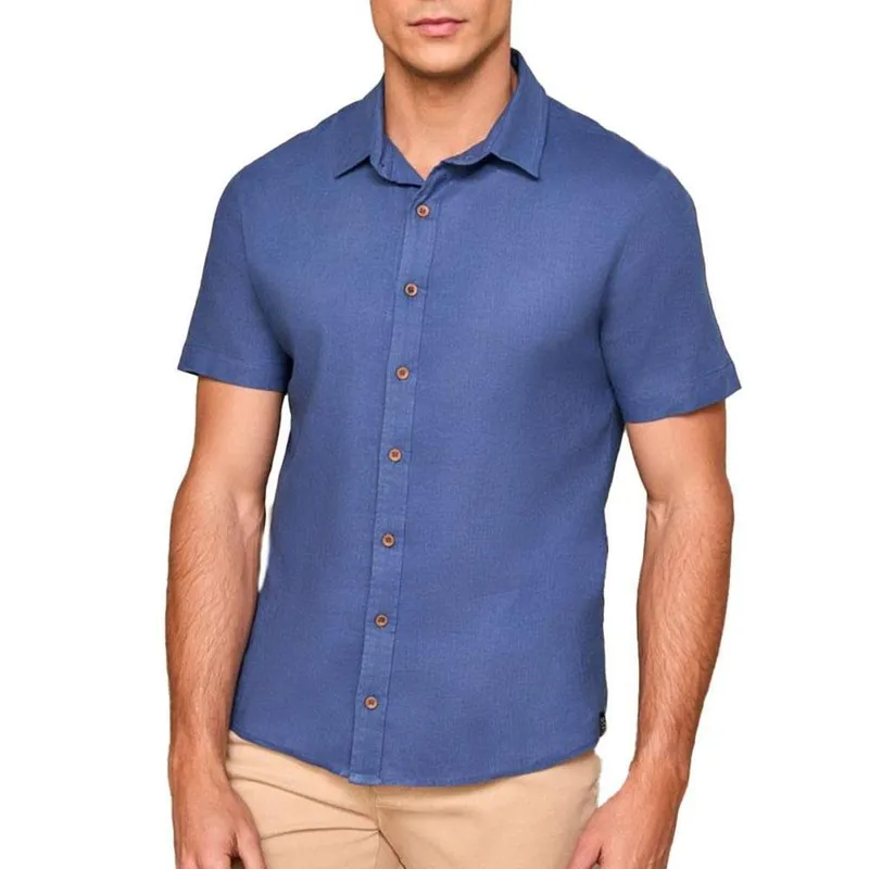 Camisa Masculina Lado Avesso MC Regular Fit Azul Índigo LH43