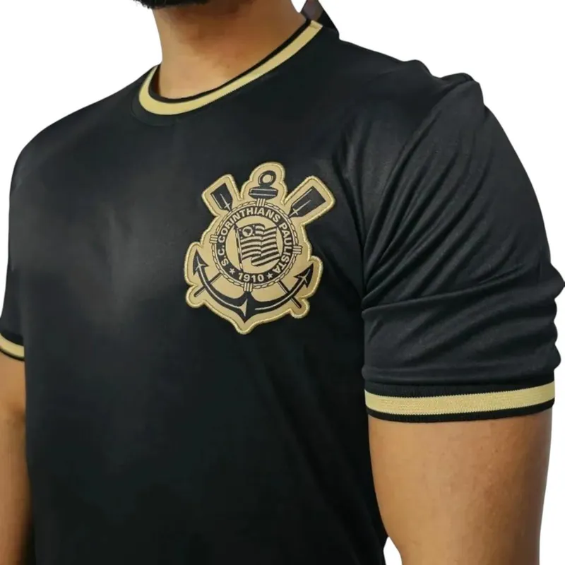 Camiseta Corinthians Escudo Dourado Bordado - Coimbra