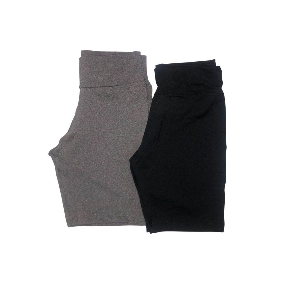 Kit Com 2 Shorts Legging Feminino - Preto e Cinza