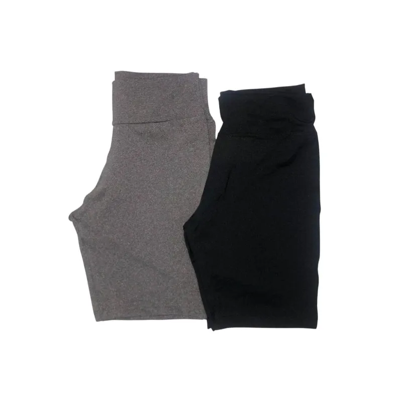 Kit Com 2 Shorts Legging Feminino - Preto e Cinza