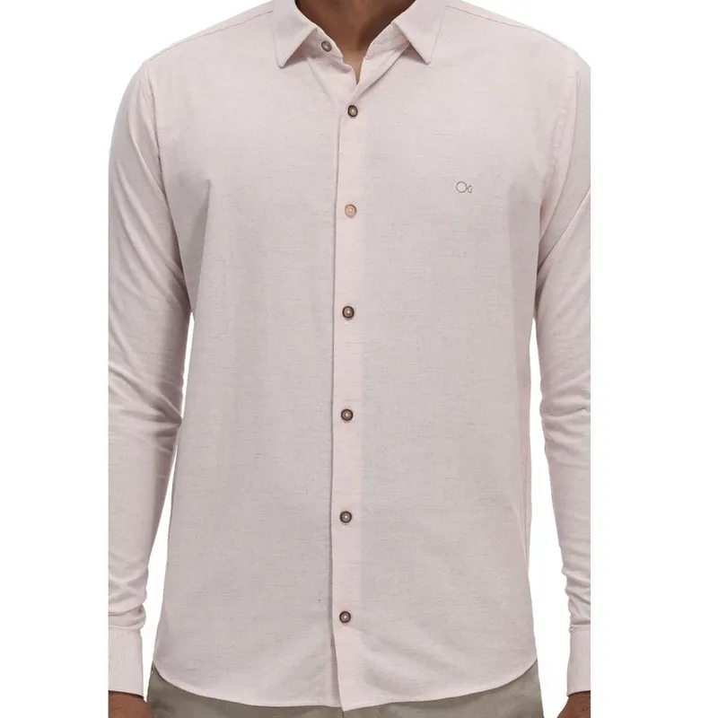 Camisa Manga Longa Slim Masculina Ogochi 001530142 Rosa