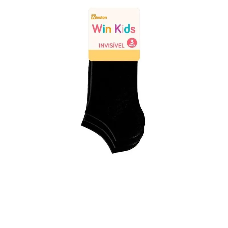 Kit 3 Pares Meia Infantil Winston 0412-003 Preto