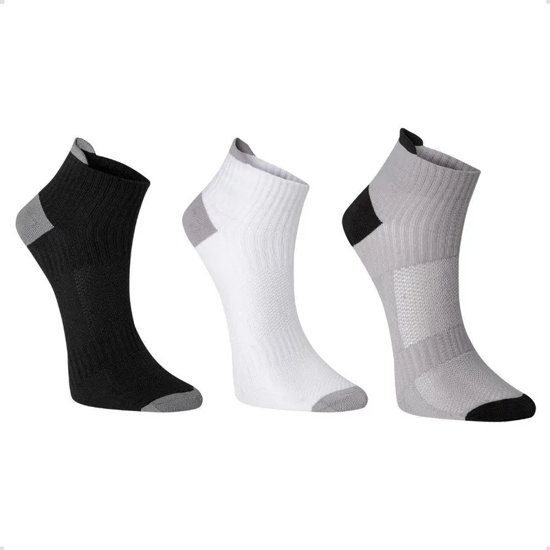 Kit 3 Pares Meia Poliamida Cano Curto Soquete Esportiva Corrida Ciclismo