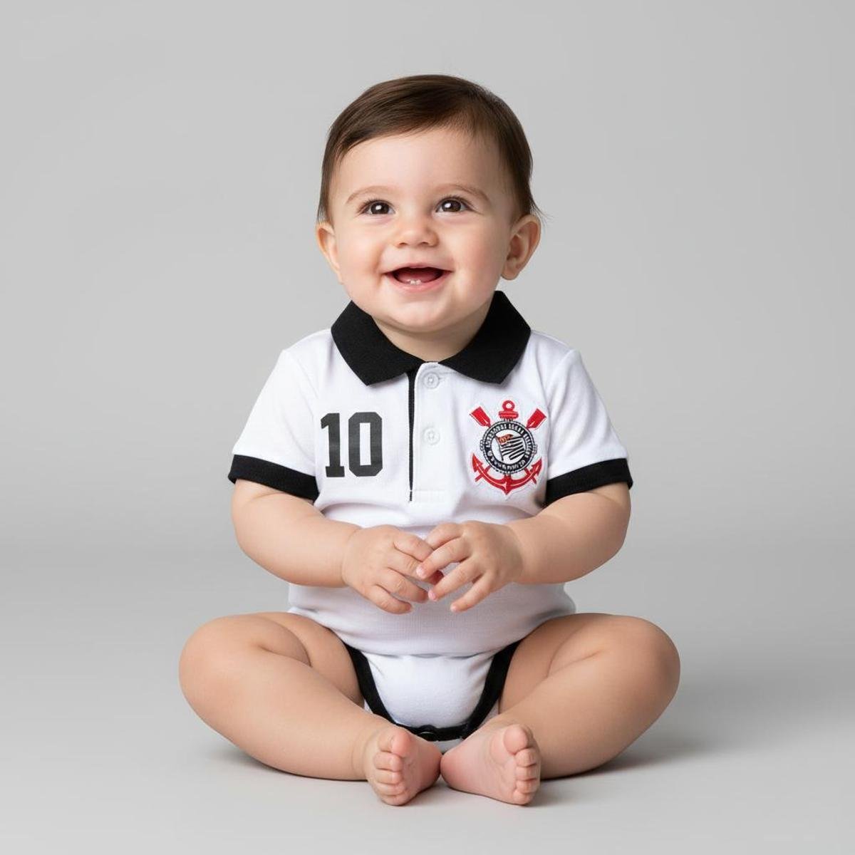 Body Bori Bodie Bebê Infantil Corinthians Oficial Camisa Polo Torcida Baby