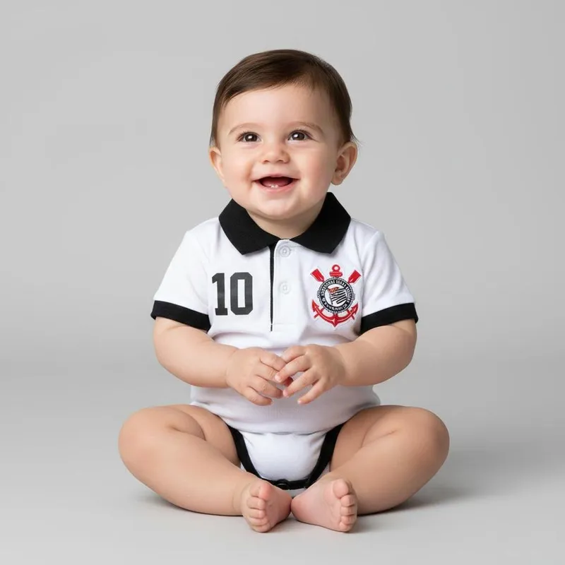 Body Bori Bodie Bebê Infantil Corinthians Oficial Camisa Polo Torcida Baby