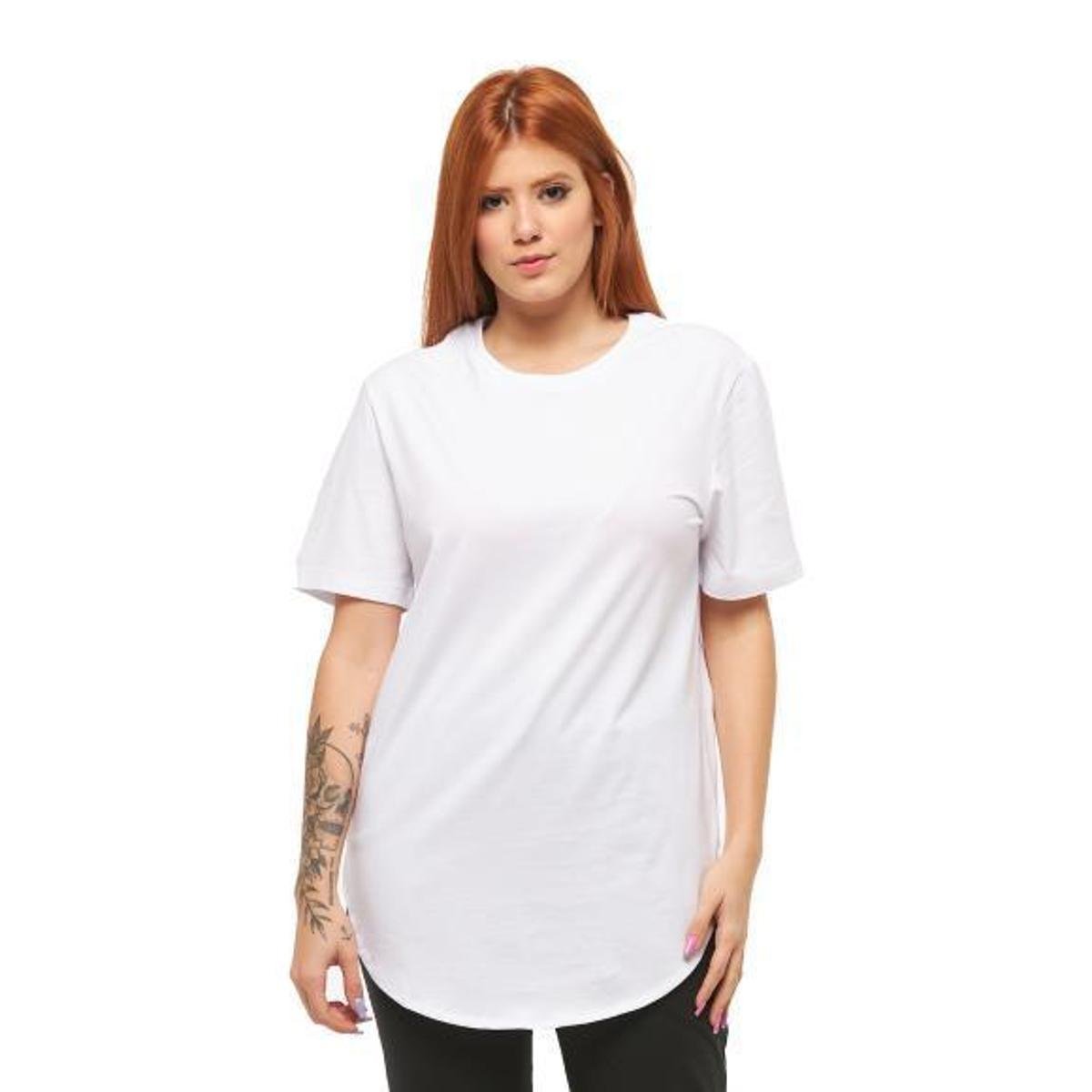 Camiseta Long line Feminina Manga Curta C1-ROSAPINK-P