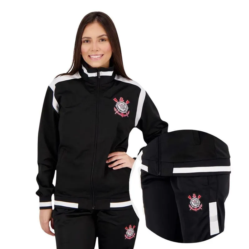 Agasalho Conjunto Jaqueta Calça Feminino Corinthians Trilobal SPR