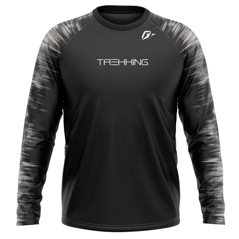 Camiseta Manga Longa Unissex Trekking Tecnodots Preto Cinza