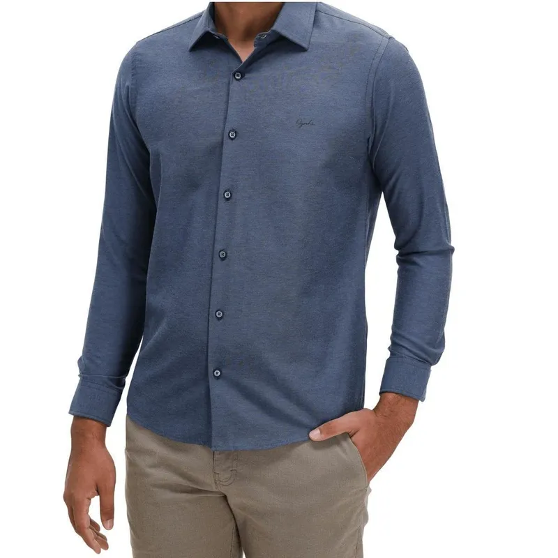 Camisa Manga Longa Slim Masculina Ogochi 001510012 Marinho