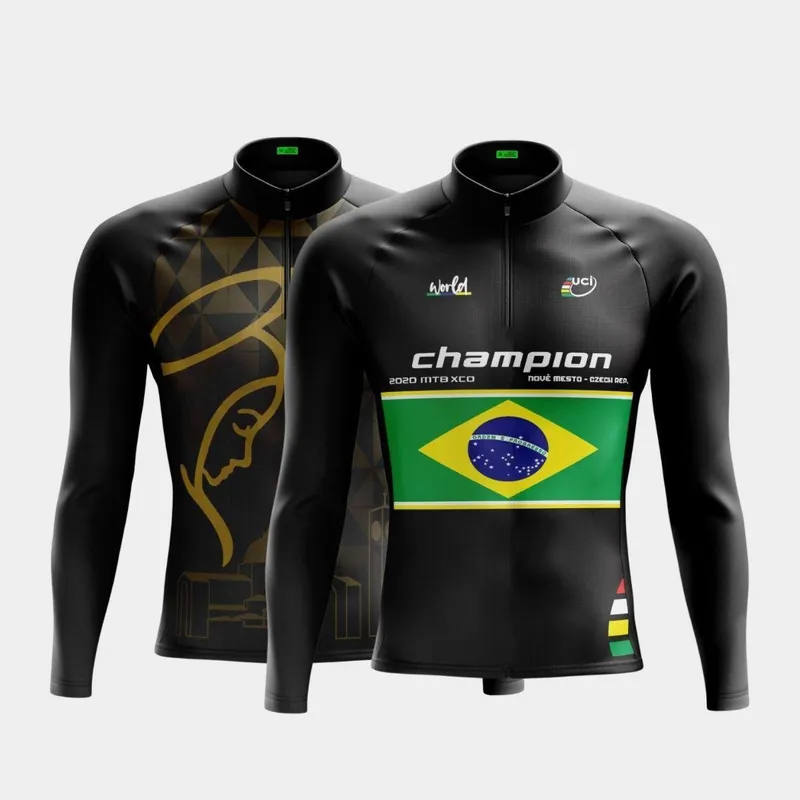 Combo 2 Camisa PRO Manga Longa Masculina - Nossa Senhora Dourada Losango + Bike Roda Verde