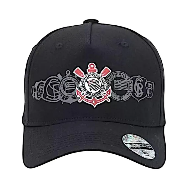 Boné Corinthians Varios Simbolos Preto
