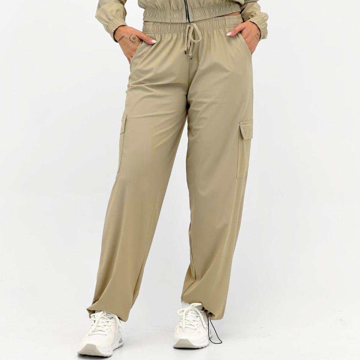 Calça Rosa Bella Reta Cargo Microfibra Feminina