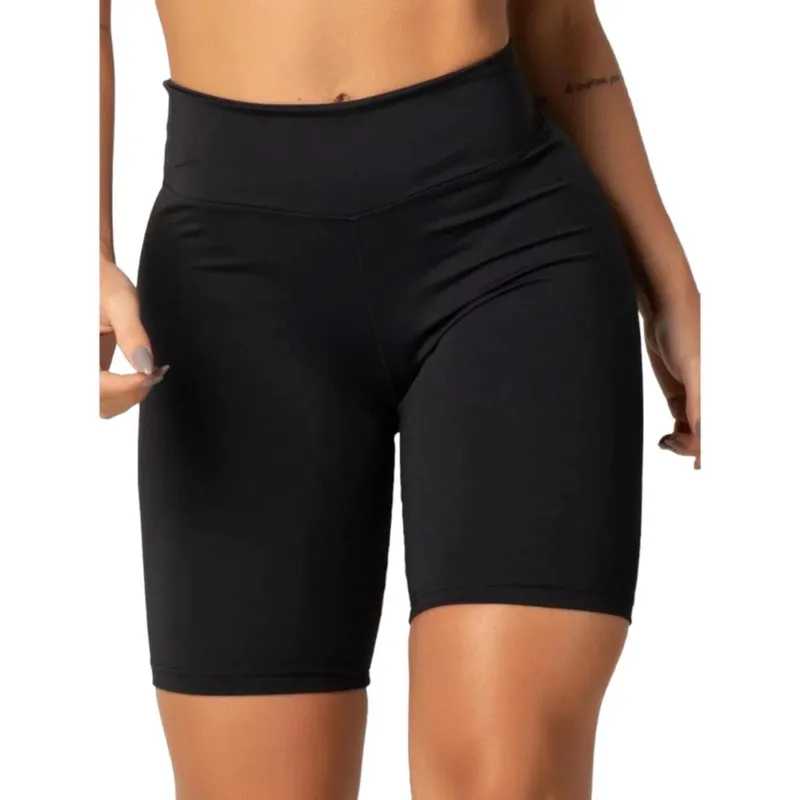 Bermuda Short Fitness Leg Básico Legging Cós Alto Treino Casual