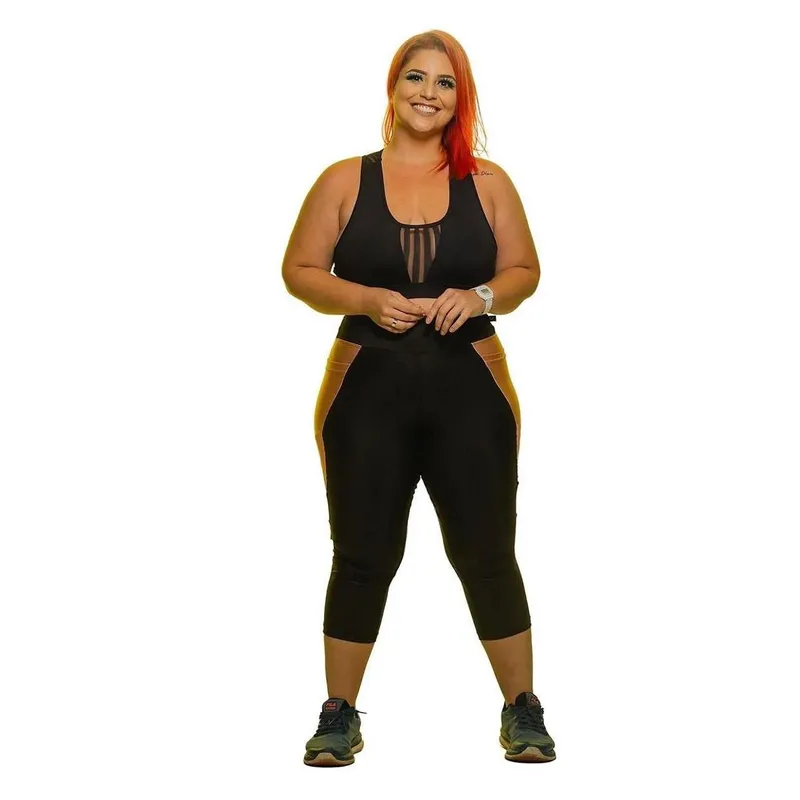 Calça Capri Powerful Levanta Bumbum Plus Size - Cirre Preto - G2