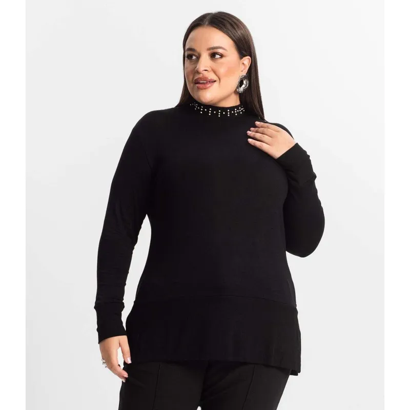 Moletom Feminino Plus Size Secret Glam Preto