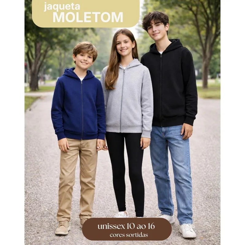 Blusa Jaqueta Moletom Flanelado Masculino Juvenil com Ziper e Capuz, Roupa Agasalho menino inverno