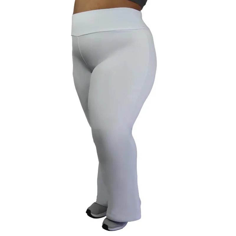 Calça Flare Branca Enfermagem Plus Size Técido Ultra Grosso Power Suplex Poliéster WOLFOX