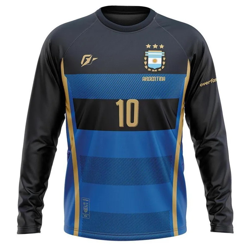 Camiseta Manga Longa Filtro UV Argentina Azul Retrô Tri Campeã