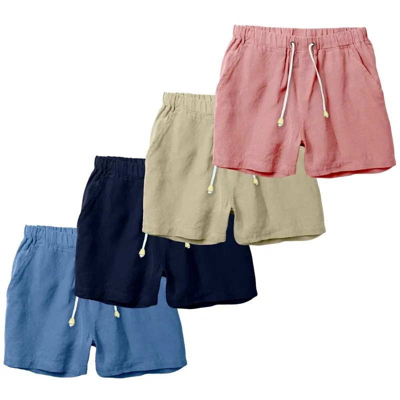 Kit 4 Shorts Bermuda Masculina em Linho com Cordão Ajustável e Caimento Leve