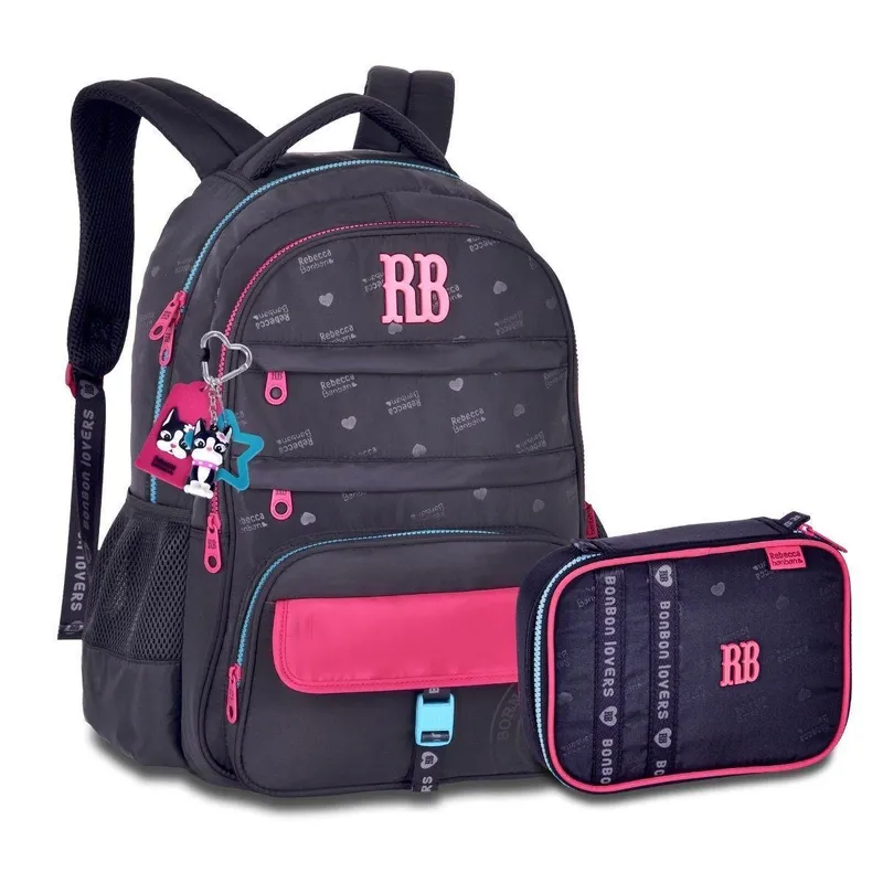 Mochila com Estojo Box Rebecca Bonbon Kit Escolar Feminino