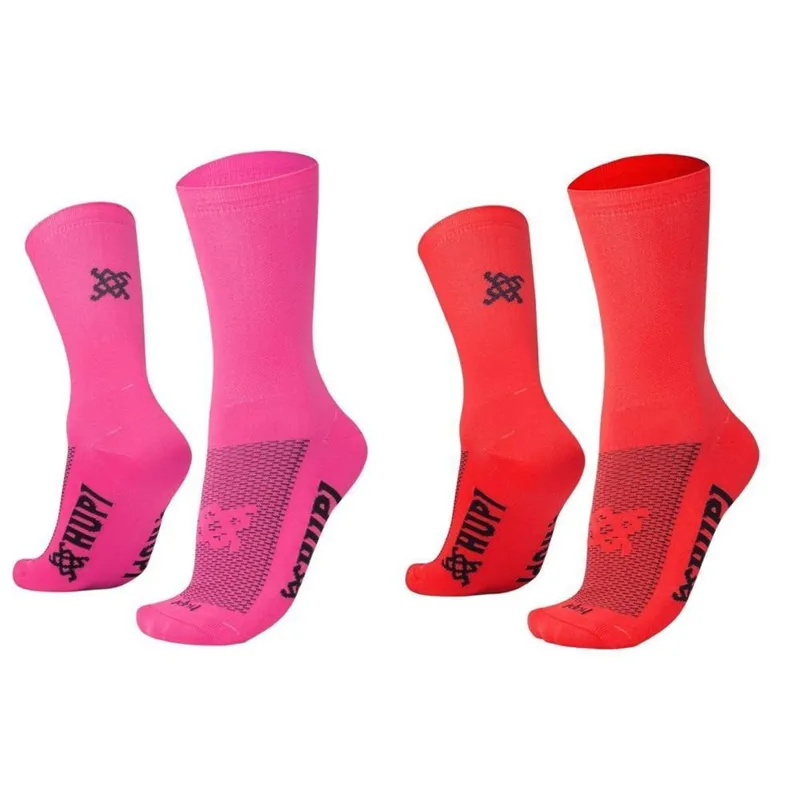Kit 02 Pares Meia HUPI Corrida Bike Lisa Cano Médio, Tam 36-42