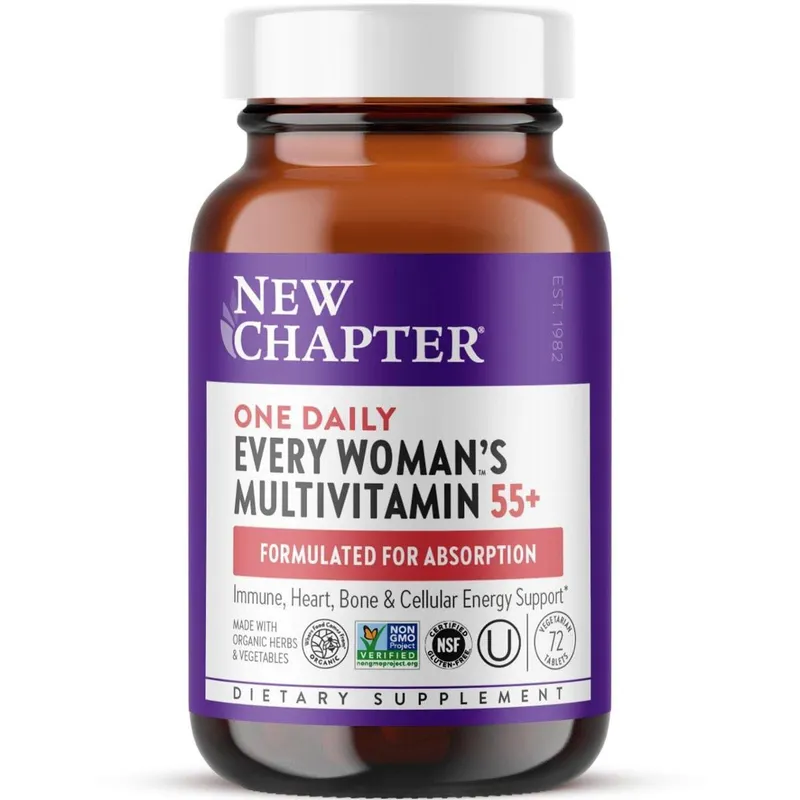Multivitamínico New Chapter para mulheres com mais de 50 anos com mais de 20 nutrientes 72 quilates