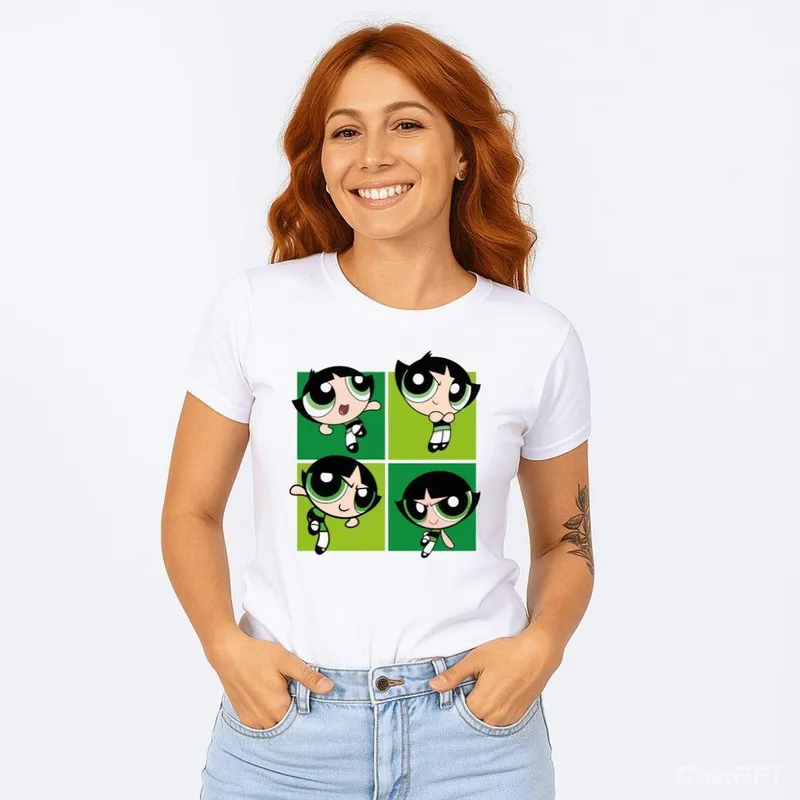 Camiseta Casual de Algodão Estampada Poderosas Estilo e Descontração